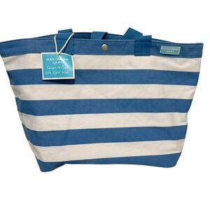 Dolce & Gabbana Blue and White Striped Canvas Tote